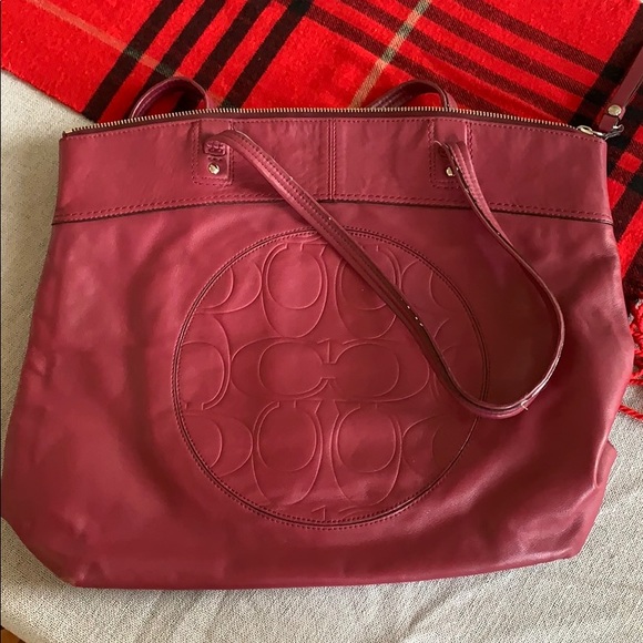 COPY - Large Coach Embossed Monogram Leather Tote - Picture 2 of 7